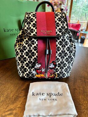 Kate Spade x Disney 100 Years Mickey & Minnie Jacquard Backpack with Dust Bag